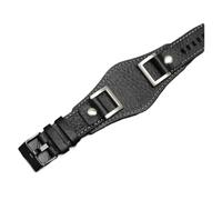 SSNAWBA Bracelet de montre en cuir véritable, compatible avec les accessoires Fossil JR1157, style vintage, avec joint en acier inoxydable, 24 mm(Black-black buckle)