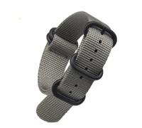 SSNAWBA Bracelet de montre en nylon robuste 18 mm 20 mm 22 mm 24 mm en acier inoxydable avec boucle en toile for homme - Compatible avec 007(Gray black,24mm)