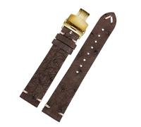 SSNAWBA Bracelet de montre vintage en cuir d'autruche souple et fin for homme, compatible avec les bracelets Longines, Tudor, Seiko, Rolex, 18 mm, 20 mm, 22 mm, accessoires(Brown-golden Folding,22mm)