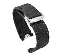 SSNAWBA Bracelet en caoutchouc incurvé compatible avec Omega Seamaster 150, boucle pliante en acier inoxydable, étanche, TPU for hommes, bracelet de rechange de 20 mm(Black white)