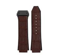 SSNAWBA Bracelet en cuir véritable étanche compatible avec la montre Big Bang Fusion Classic, bracelet inférieur en silicone for homme, 26 mm - 19 mm(Brown black)