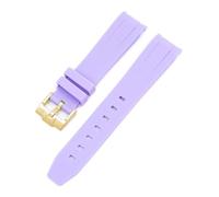 SSNAWBA Bracelet en silicone à extrémité incurvée de 20/21/22 mm compatible avec la boucle en acier inoxydable Rolex Omega for hommes et femmes, bracelet de rechange en caoutchouc de qualité(Rosy Brow