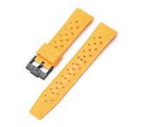SSNAWBA Bracelet en silicone liquide compatible avec Blancpain X Swatch Extrémité incurvée Boucle en acier inoxydable 22 mm Hommes Femmes Trou respirant Remplacer le bracelet de montre(Yellow black)