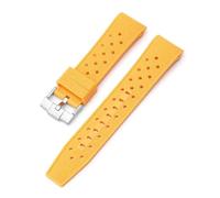 SSNAWBA Bracelet en silicone liquide compatible avec Blancpain X Swatch Extrémité incurvée Boucle en acier inoxydable 22 mm Hommes Femmes Trou respirant Remplacer le bracelet de montre(Yellow silver)