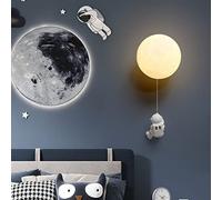 SSNCcNC Applique À l'intérieur astronaute lune Lampe Murale impression en 3D enfants chambre Veilleuse Décorer Eclairage mural pour Garçons fille garderie salon salle à manger Musée des sciences E27