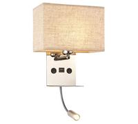 SSNCcNC Appliques murales Minimalisme Liseuse Abat-jour en tissu À l'intérieur Vintage Applique avec interrupteur USB Lampe de chevet Grenier chambre le salon étudier Escaliers E27