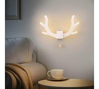 SSNCcNC Blanc, LED Lampes murales Avec interrupteur conception de bois de cerf Intérieur 16W Applique Moderne 3000K Lampe de chevet Le salon Chambre à coucher 34 * 20 * 8CM