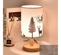 SSNCcNC Cerf Lampe de Table Vintage bois Lampe de Bureau Simple Classique Lampe de Chevet Abat-jour en tissu E27 ramure Veilleuse pour chambre salon garderie,A