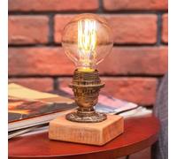 SSNCcNC Industriel Lampe de table Ancien Lampe de table E27 Lampe de chevet en bois Minimalisme Lampe de bureau salon Bureau enfants chambre Éclairage de table Veilleuse 9 * 19CM