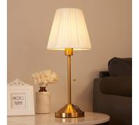 SSNCcNC Lampe de table Avec interrupteur à tirette Vintage américain E27*1 Moderne chambre lampe de chevet abat-jour en tissu maison de campagne Lampe de bureau salon Décoratif H55*D23CM,Beige