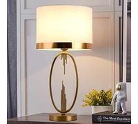 SSNCcNC Lampe de Table Moderne américain Douille E27 Lampe de Bureau pour Chambre Salon Décoratif 30*H58CM Doré Tissu Métal LED Économique en Énergie