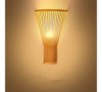 SSNCcNC Lampe Murale Classique Intérieur bambou Applique Ombre de ventilateur bois Applique Avec rotin en osier Tresser Ombre Eclairage mural pour salon chambre couloir 39 * 25cm