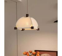 SSNCcNC Moderne/vintage Lampe suspendue Design créatif Style français Chambre à coucher Abat-jour en tissu Bois Lampe de salle à manger E27 Salon Loft 50 * 30CM