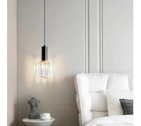 SSNCcNC Noir, Cristal Nordique Lampe de salle à manger Moderne Lampe suspendue Minimalisme Chambre à coucher Table de chevet Design créatif E27 Salon Loft 13 * 25CM