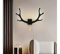 SSNCcNC Noir, LED Lampes murales Avec interrupteur conception de bois de cerf Intérieur 16W Applique Moderne 3000K Lampe de chevet Le salon Chambre à coucher 34 * 20 * 8CM