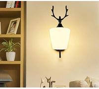 SSNCcNC Noir, Modern Cerf Applique Chambre à coucher Appliques murales Style country américain Applique Un verre Abat-jour Mur TV Hôtel Salon Lampe de chevet 1 x douille E27