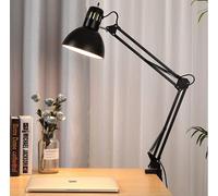 SSNCcNC Noir, Retro Lampe de bureau Lampe à pince Lampe de travail Se déployer Bras articulé Ajustable Serrable Lampe de table Bureau Lampe de lecture métal E27 Lampe de travail