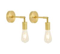 SSNCcNC Paquet de 2 appliques murales doré salle de bain Applique E27 Rétro Ancien métal Industrie grenier Applique Poteaux le salon salle à manger balconl lampe (Sans ampoule)