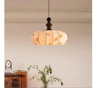 SSNCcNC Style japonais Bois Lampe de salle à manger Style français Vintage Lampe suspendue Abat-jour en tissu Chambre à coucher Design créatif E27 Salon Loft 49 * 35CM