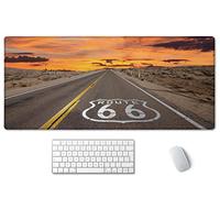 SSOIU Grand tapis de souris de bureau complet, taille XXL, 90,2 x 40,9 cm, imperméable, bords cousus, antidérapant, pour le bureau et la maison, célèbre US Route 66