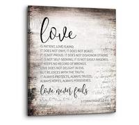 SSOPTMCB 1 Corinthians 13:4-8 Christian Wall-Art Love Is Patient Love Is Kind Scripture for Home Bathroom Room Office Decor(Framed,08x12inch(20x30cm))