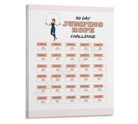 SSOPTMCB 30 Day Skipping Rope Challenge Poster Home Workout Plan Fat Burn Cardio Exercise Chart Wall-Art Decor(Framed,12x18inch(30x45cm))