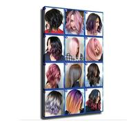 SSOPTMCB AI Generated Hair Art Womens Hairstyles and Color Chart Canvas Wall-Art for Modern Salon or Contemporary Decor(Framed,16x24inch(40x60cm))