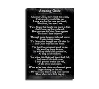 SSOPTMCB Amazing Grace Hymn Lyrics Wall-Art - Uplifting Canvas Print with Full Song, Inspirational Decor for Christian Home, Church, or Office(Unframed,16x24inch(40x60cm))