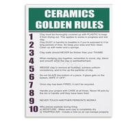 SSOPTMCB Art Classroom Poster Golden Rules of Ceramics Wheel Throwing and Glazing Basics Canvas Wall-Art(Framed,12x18inch(30x45cm))