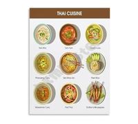 SSOPTMCB Asian Food Art Thai Cuisine Dishes Poster Canvas Wall-Art Print for Kitchen Decor Living Room Bedroom Gift Idea(Framed,12x18inch(30x45cm))