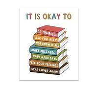 SSOPTMCB Be Yourself Boho Feelings Poster, It Is Okay To Feel Wall-Art for Classroom Decor, School Counselor & Office(Framed,08x12inch(20x30cm))