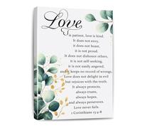 SSOPTMCB Biblical Love Scripture Canvas Print - 1 Corinthians 13:4-8 Love is Patient Love is Kind Wall-Art for Home and Office Decor(Framed,12x18inch(30x45cm))