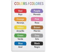 SSOPTMCB Bilingual Spanish English Colors Chart Educational Poster Learn Spanish Vocabulary Canvas Wall-Art for Room