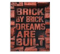 SSOPTMCB Brick by Brick Dreams Are Built Quote Metal Tin Sign Motivational Poster Wall-Art for Multiple Rooms Home Decor(Framed,08x12inch(20x30cm))