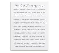 SSOPTMCB Canvas Wall-Art Heres To The Crazy Ones Motivational Quotes Poster for Living Room Bedroom Decor(Unframed,08x12inch(20x30cm))