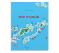 SSOPTMCB Caribbean Map British Virgin Islands Wall-Art Poster Home Office Decor(Framed,12x18inch(30x45cm))