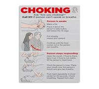 SSOPTMCB Choking First Aid Chart Emergency Response Instructions Poster Educational Canvas Art for Home Kitchen School Gym(Framed,08x12inch(20x30cm))