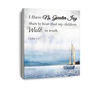 SSOPTMCB Christian Canvas Wall-Art 3 John 1 4 I Have No Greater Joy Bible Verse Print for Home Bedroom Living Room Decor Gift(Framed,08x12inch(20x30cm))