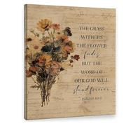 SSOPTMCB Christian Vintage Floral Bible Verse Wall-Art Religious Retro Flower Bouquet Scripture Pictures for Bedroom Living Room Church(Framed,16x24inch(40x60cm))