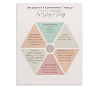 SSOPTMCB Counseling Office Decor ACT Hexaflex Model Poster Acceptance and Commitment Psychology Wall-Art(Framed,12x18inch(30x45cm))