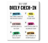 SSOPTMCB Daily Check in Mental Health Poster Self Care for Office School Home Decor(Framed,08x12inch(20x30cm))