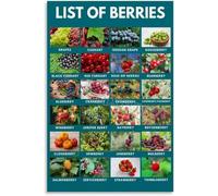 SSOPTMCB Educational Chart of Various Berries Healthy Fruit Types Guide with Names Poster for Kitchen Living Room Home Decor(Framed,08X12inch(20X30cm))