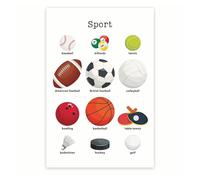 SSOPTMCB Educational Sports Poster for, Physical Education Learning Chart for Gym Class, Elementary School Classroom Decor(Framed,12x18inch(30x45cm))