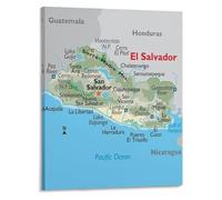 SSOPTMCB El Salvador Central America Map Wall-Art Poster Geography Decor For Home Office(Unframed,08x12inch(20x30cm))