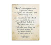 SSOPTMCB Emily Dickinson Poem Art Poster Hope Is The Thing With Feathers Quote Wall-Art For Book Lovers Bedroom Office(Unframed,08x12inch(20x30cm))