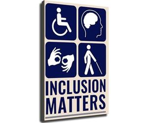SSOPTMCB Equality Wall-Art Canvas Prints Disability Diversity Awareness Support Poster for Office School Gym Decor(Framed,12x18inch(30x45cm))