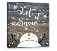 SSOPTMCB Farmhouse Christmas Wall-Art Snowman Winter Decor Let It Snow Canvas Painting for Kitchen Indoor(Framed,16x24inch(40x60cm))