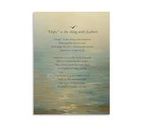 SSOPTMCB Feather Hope Poem Poster Hope Is The Thing With Feathers Wall-Art Literary Print For Study Room And Bedroom Decor(Unframed,16x24inch(40x60cm))