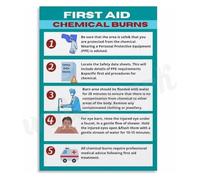 SSOPTMCB First Aid for Chemical Burns Poster Canvas Wall-Art OSHA Training for Factory Home Office Decor(Framed,12x18inch(30x45cm))