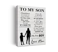SSOPTMCB Forever and Always Son Quote Canvas, Rustic Love Wall-Art From Mother, Inspirational Gift for Son, Home Decor for Bedroom Office(Unframed,16x24inch(40x60cm))